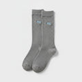 Ribbed Embroidered Logo Crew Socks - Gray & Blue