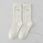 White Ribbed Crew Socks