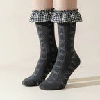 Dark Gray Bow Ruffled Crew Socks – apparel accessories (view 2)