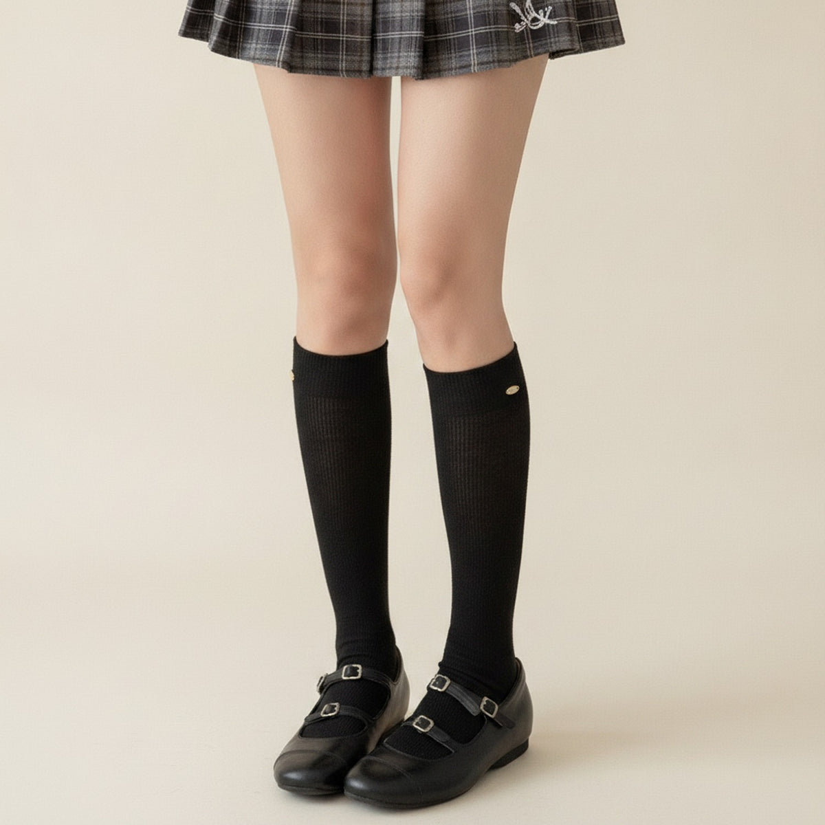 Black Ribbed Crew Socks – apparel accessories (view 3)