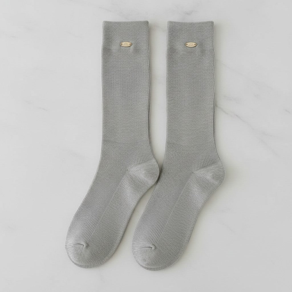 Light Gray Ribbed Crew Socks – apparel accessories (view 3)