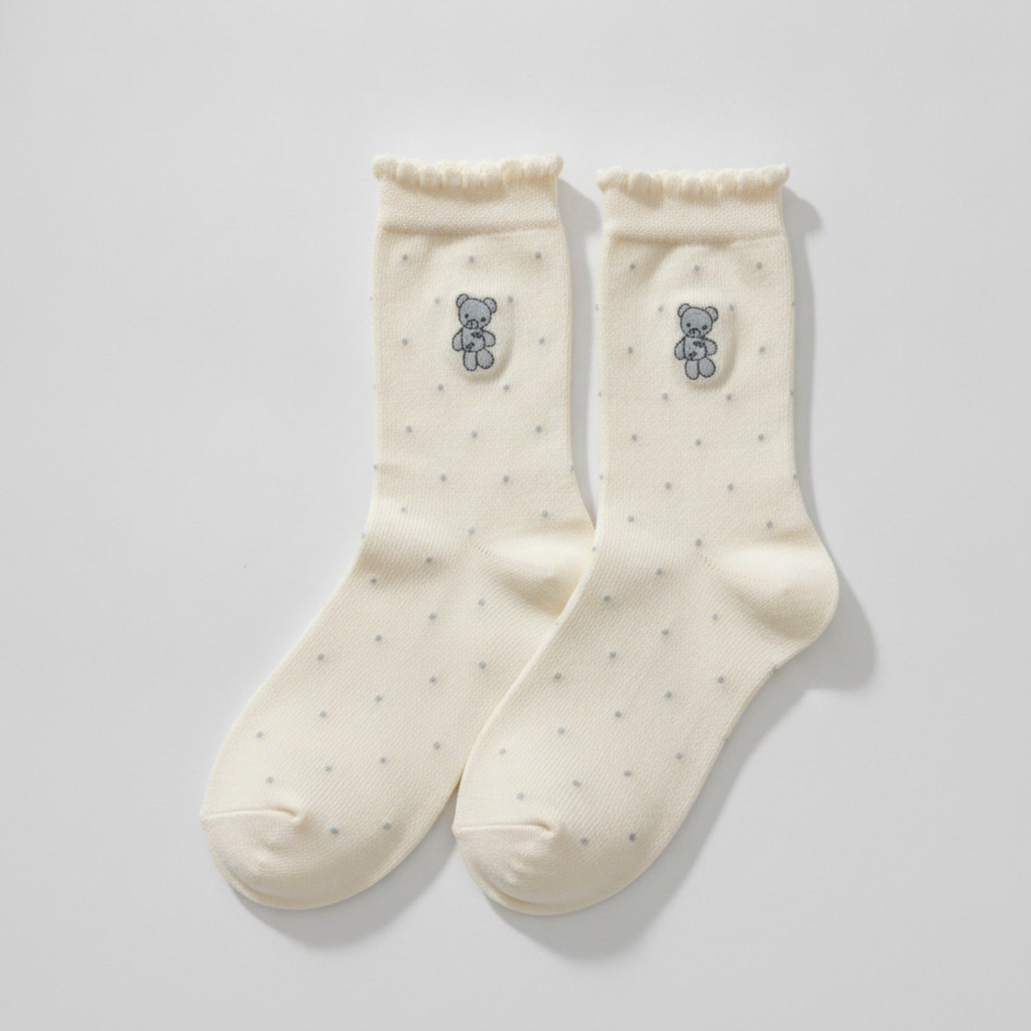 Ivory Polka Dot Crew Socks