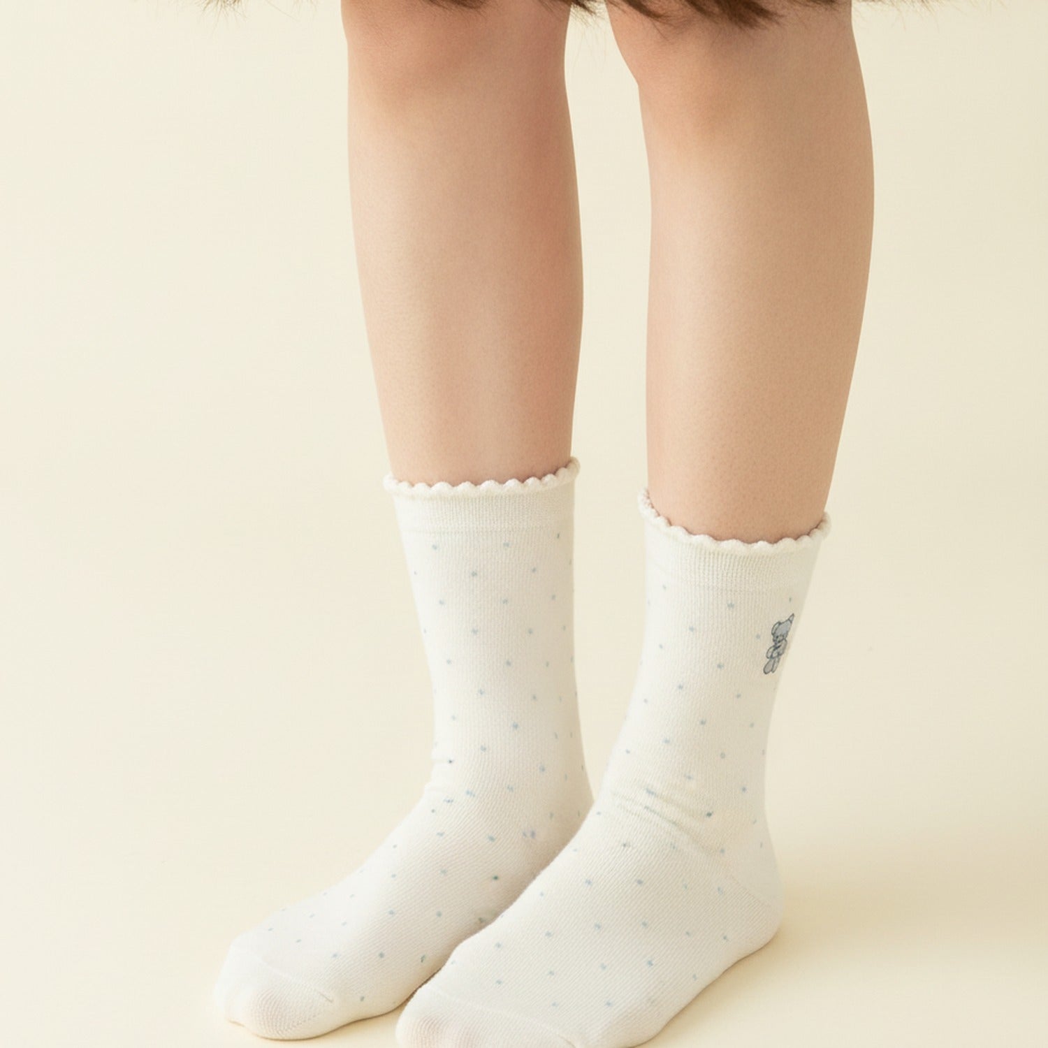 Ivory Polka Dot Crew Socks