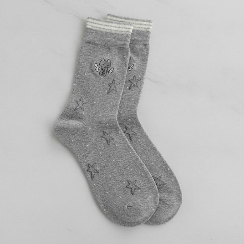 Grey Star Angel Crew Socks