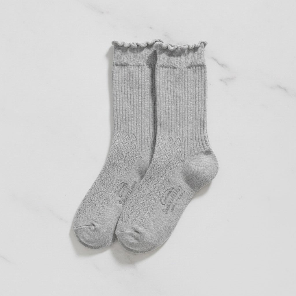 Light Gray Ribbed Crew Socks