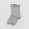 Ruffle Trim Crew Socks - Light Gray