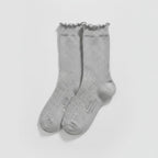 Ruffle Trim Crew Socks - Light Gray