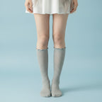 Ruffle Trim Crew Socks - Light Gray