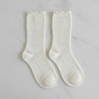 White Ruffled Eyelet Crew Socks