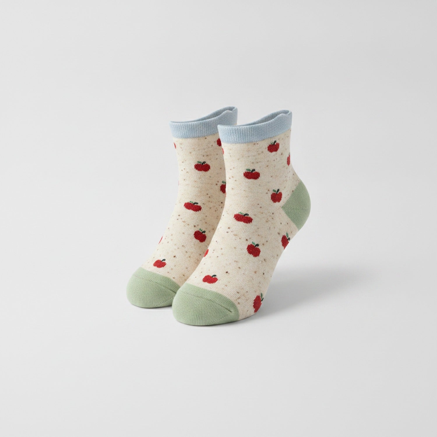 Red Apple Print Ankle Socks