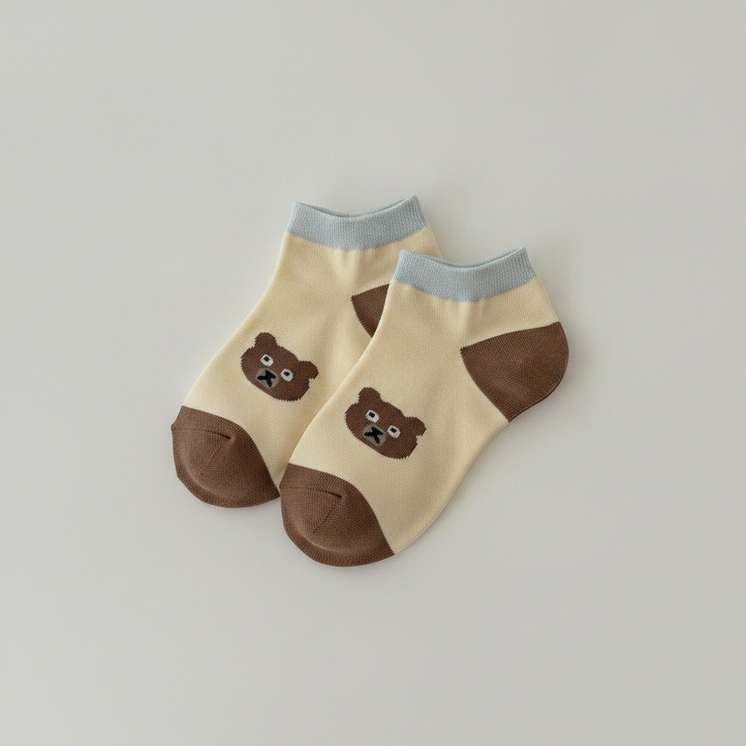 Yellow Bear Print Ankle Socks
