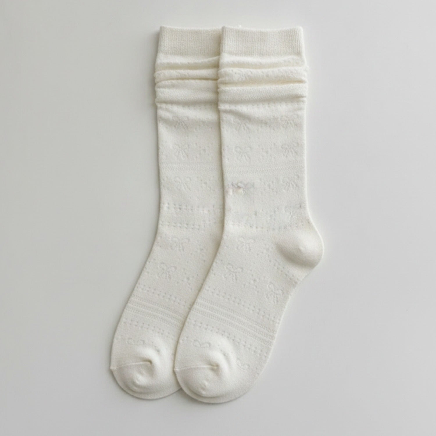 Ivory Dotted Bow Crew Socks