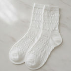 White Ribbed Crew Socks – apparel accessories (view 2)
