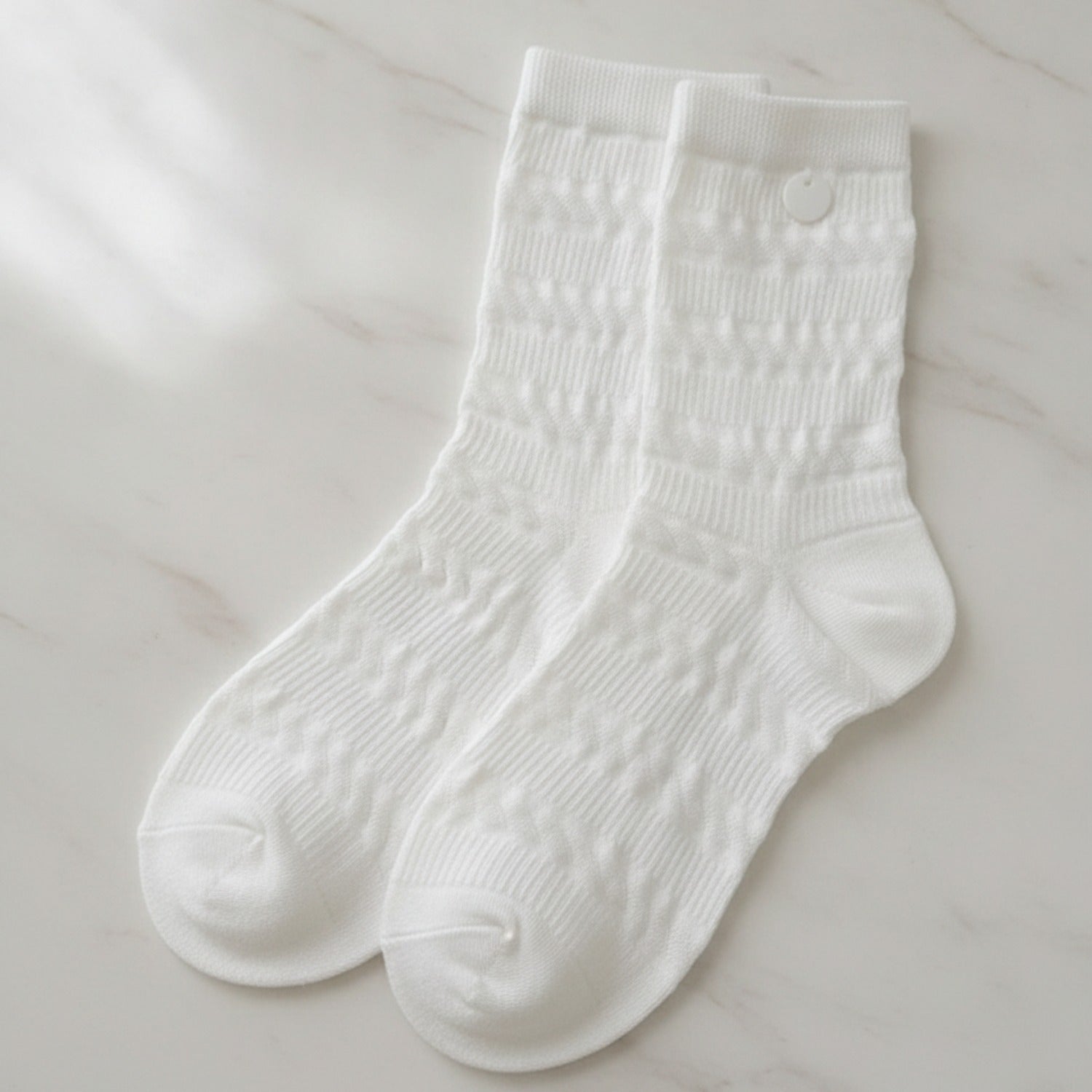 White Ribbed Crew Socks