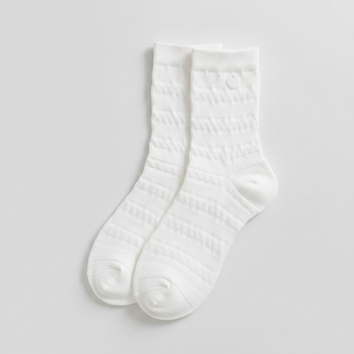 White Ribbed Crew Socks