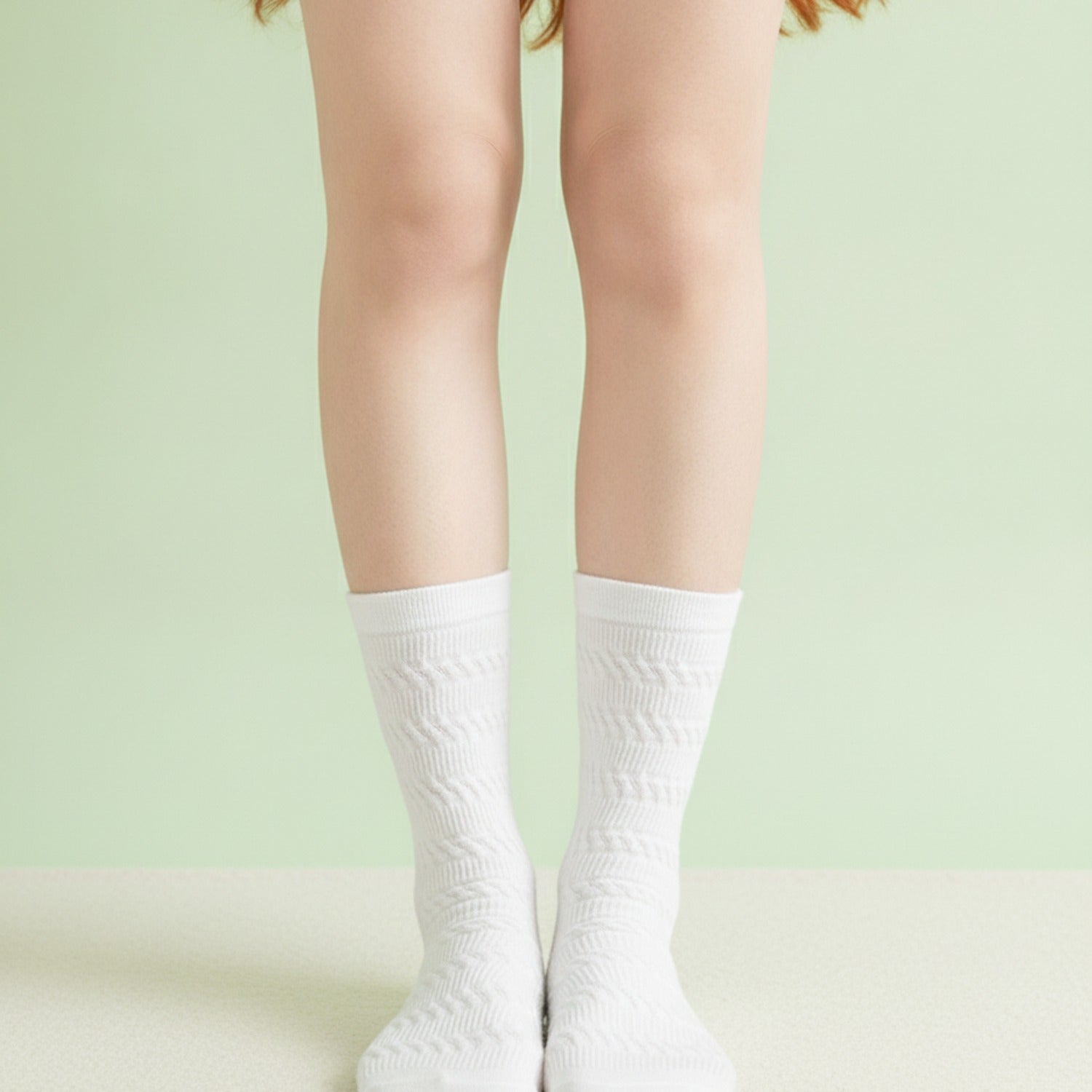 White Ribbed Crew Socks