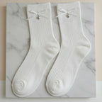 White Ribbed Heart Crew Socks – apparel accessories (view 2)