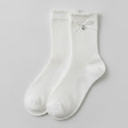 White Ribbed Heart Crew Socks – apparel accessories (view 1)