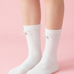 White Ribbed Heart Crew Socks – apparel accessories (view 3)