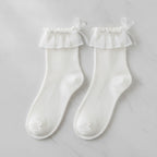 White Ruffle Ribbon Crew Socks – apparel accessories (view 2)