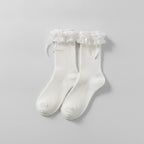 White Ruffle Ribbon Crew Socks – apparel accessories (view 1)
