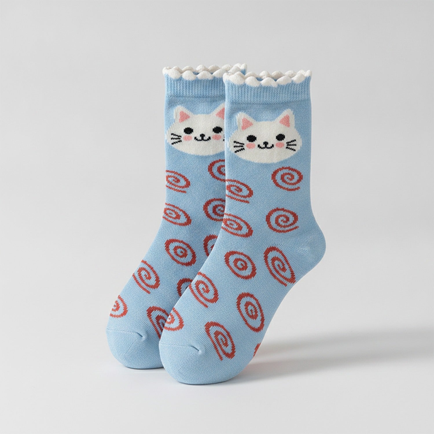 Blue Cat Swirl Crew Socks