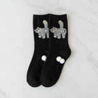Fox Motif Ankle Socks Two-Pack - Black Cat