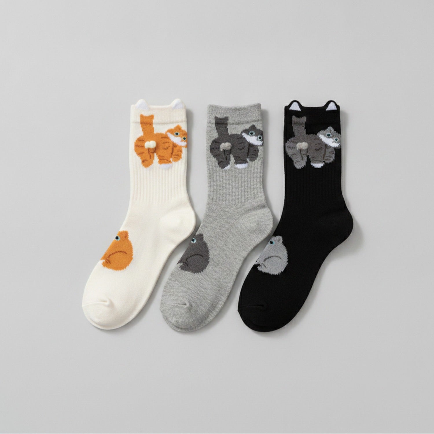 White Cat Butt Ankle Socks