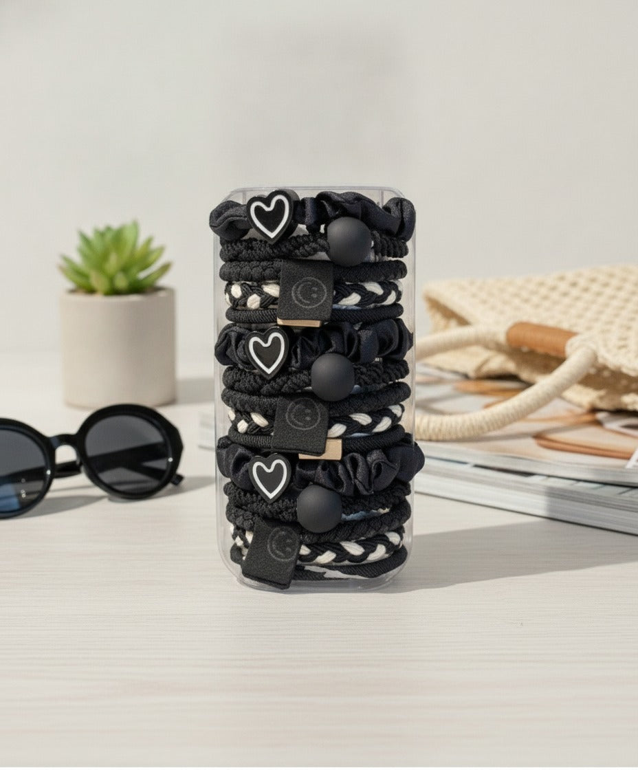Black Heart Scrunchie Set Pack – hair accessories (view 2)