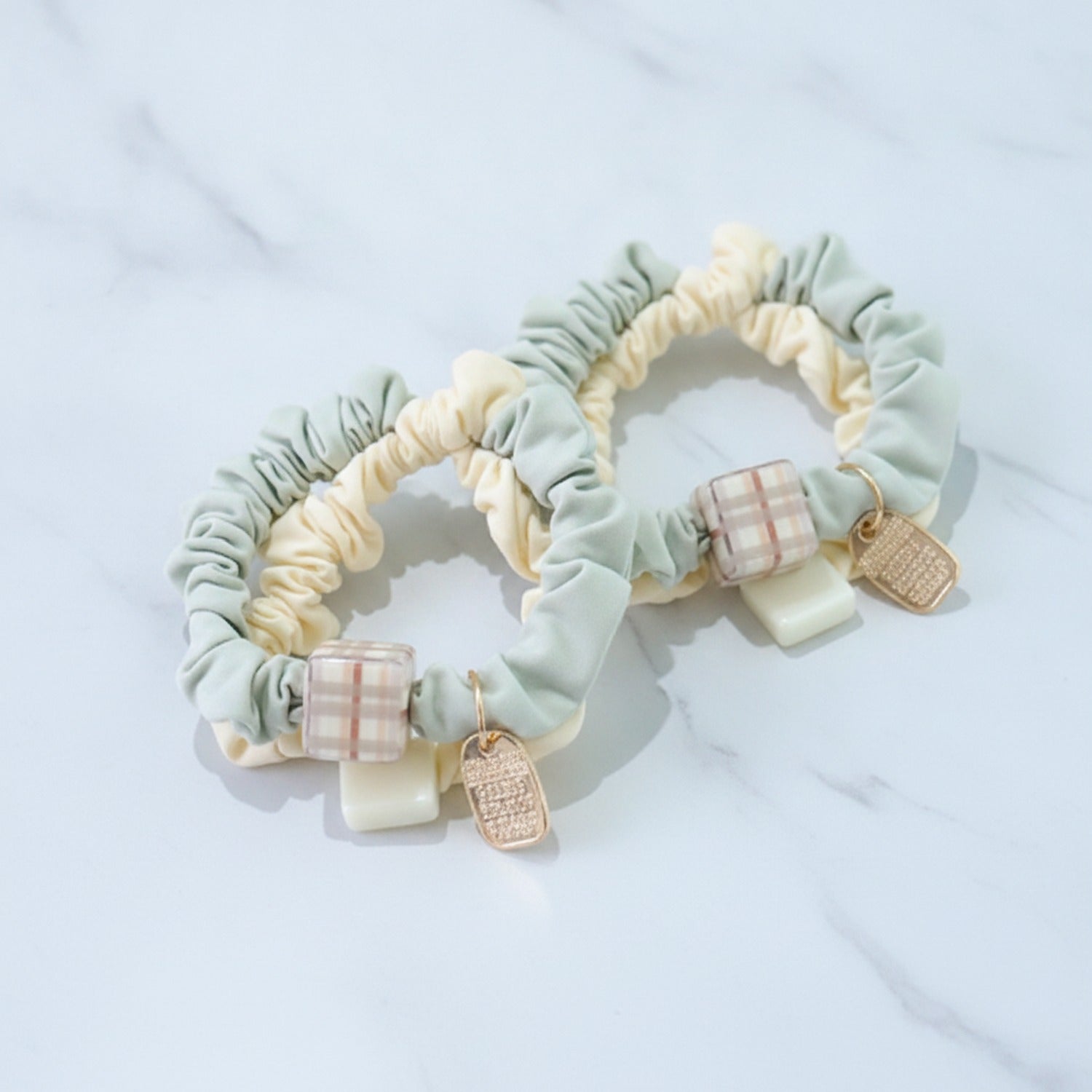 Ruched Scrunchie Duo with Charm