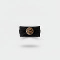 Black Velvet Hair Bow Scrunchie With Leopard Circle Charm