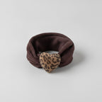 Leopard Heart Charm Brown Scrunchie – hair accessories (view 1)