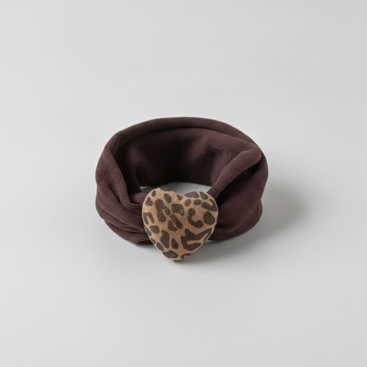 Leopard Heart Charm Brown Scrunchie