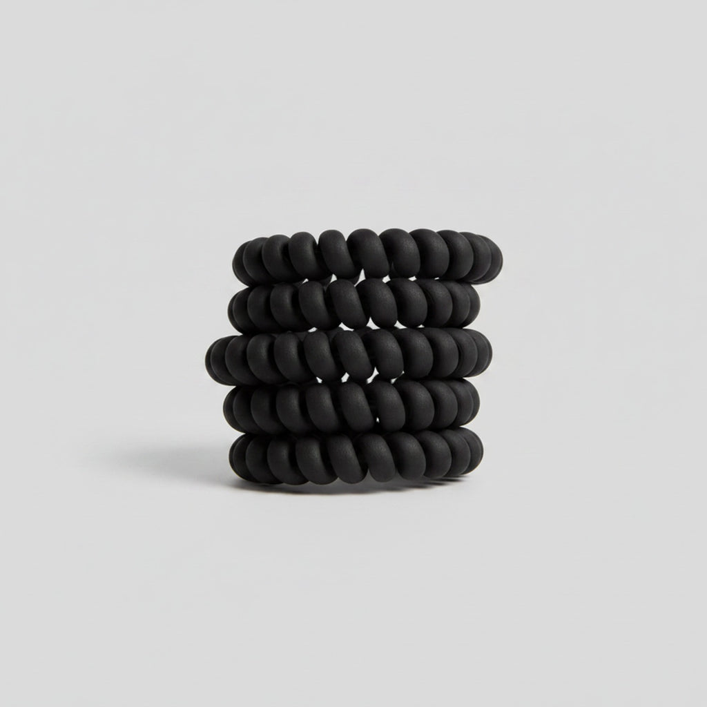 Black Coiled Phone Cord Hair Tie Set