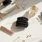 Black Coiled Phone Cord Hair Tie Set – hair accessories (view 2)