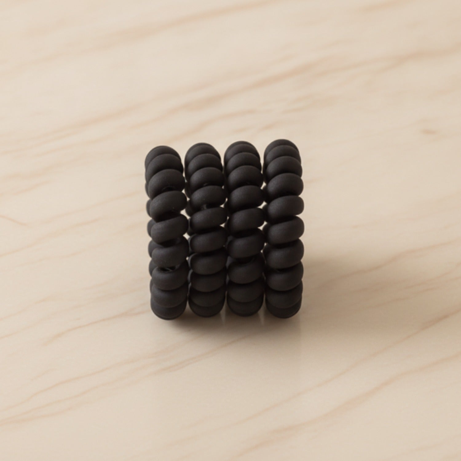 Black Coiled Phone Cord Hair Tie Set