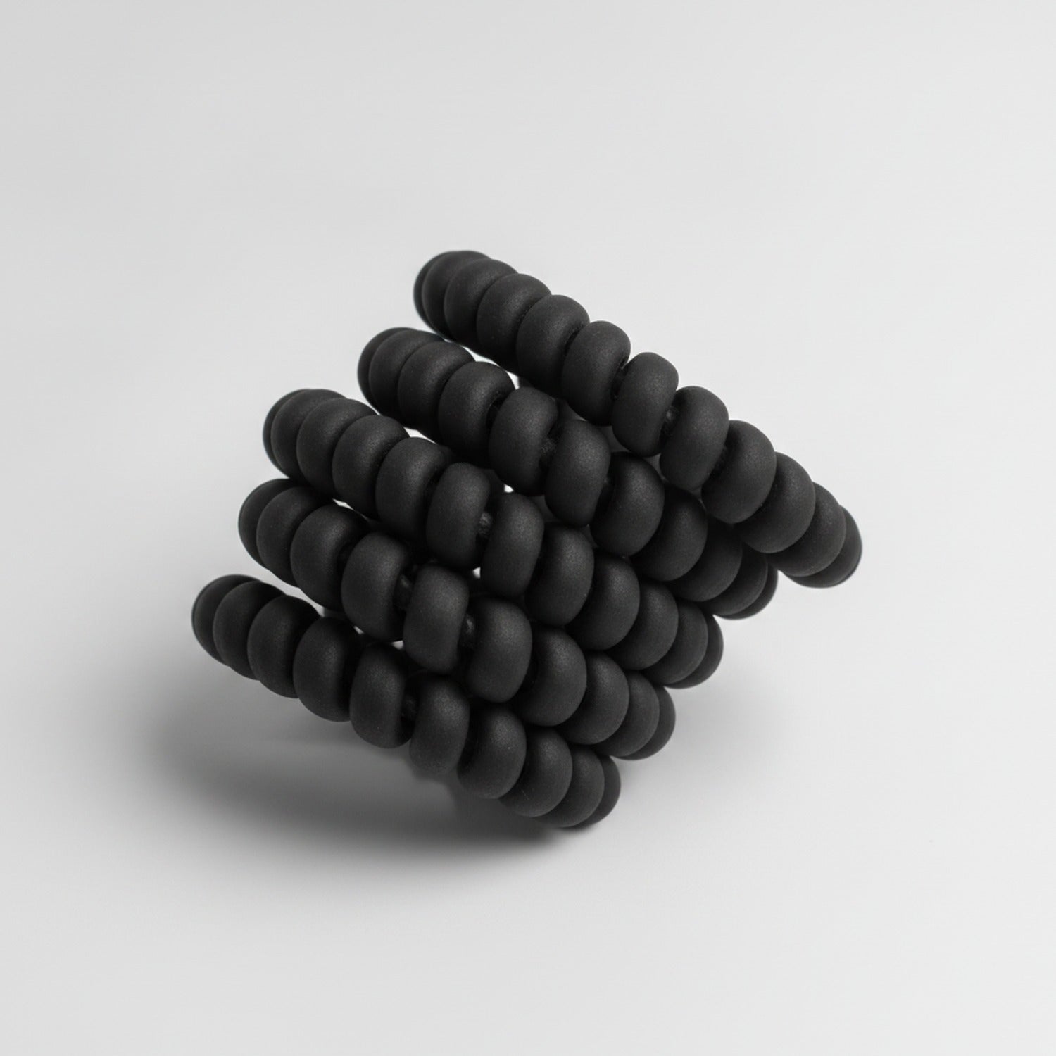 Black Coiled Phone Cord Hair Tie Set