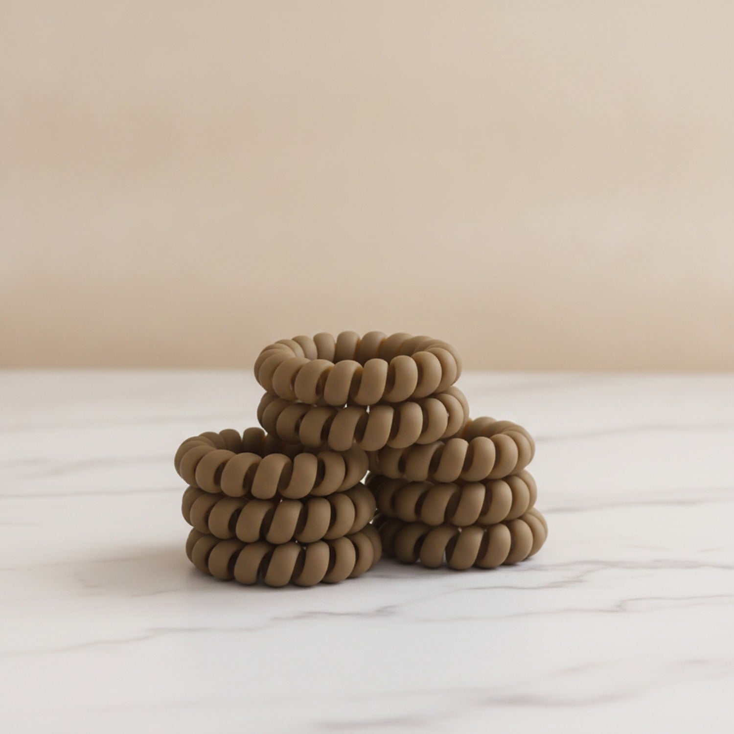 Puffy Beaded Hair Scrunchie Set Neutral