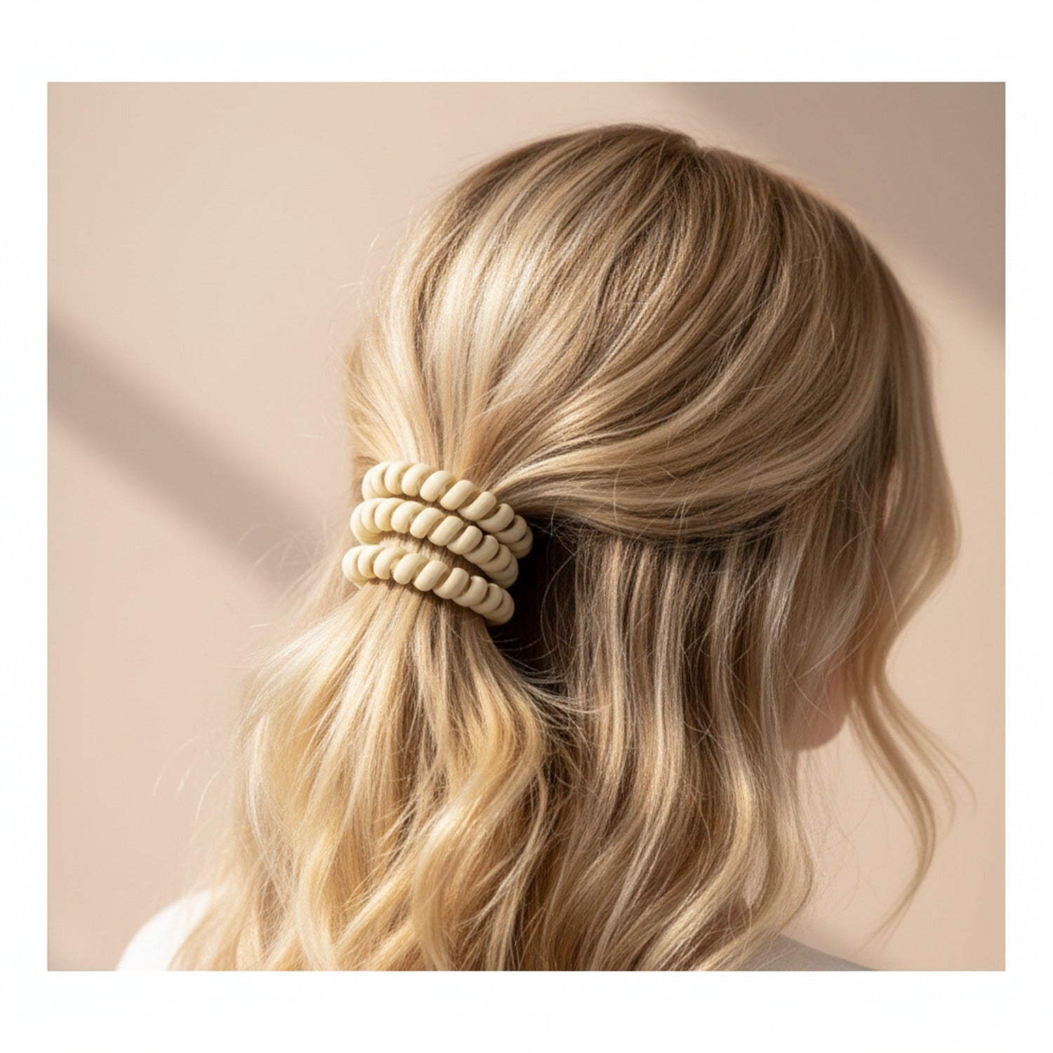 Beaded Spiral Scrunchie In Cream