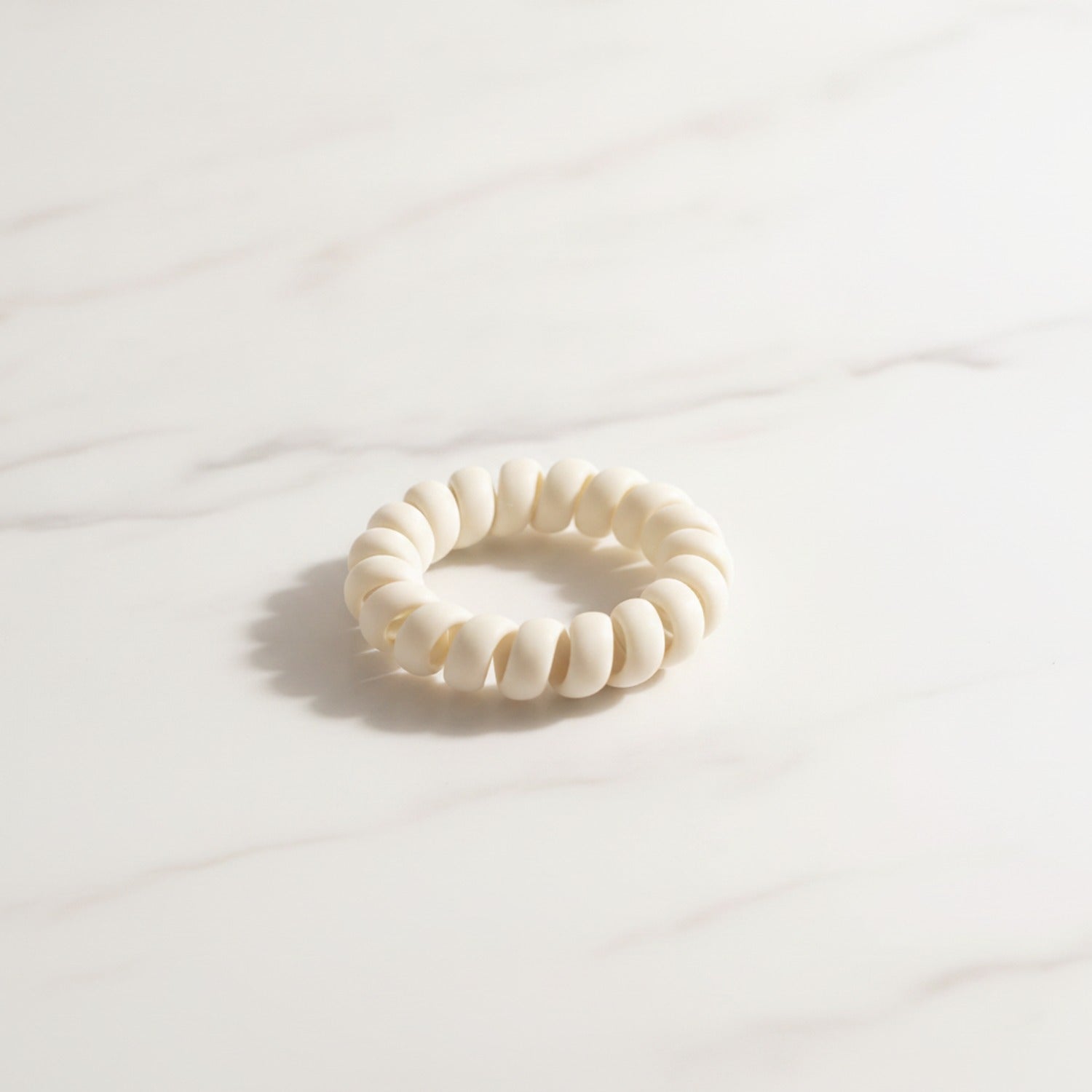 Beaded Spiral Scrunchie In Cream