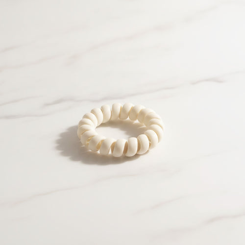 Beaded Spiral Scrunchie In Cream