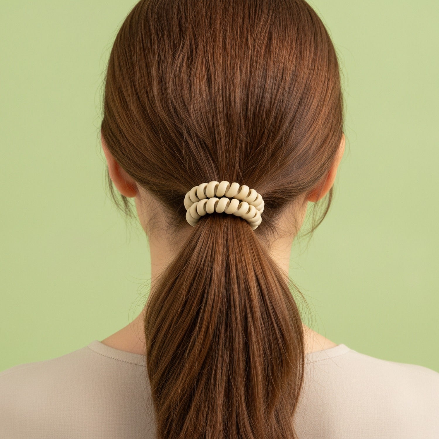 Beaded Spiral Scrunchie In Cream
