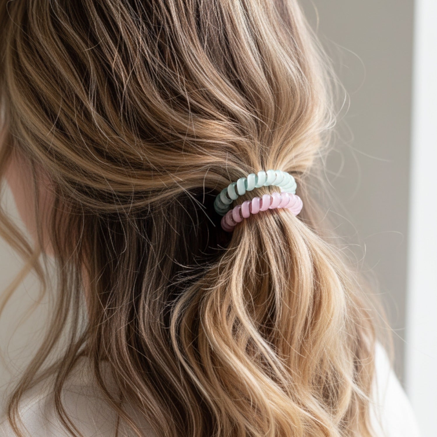 Pastel Beaded Spiral Hair Tie Set