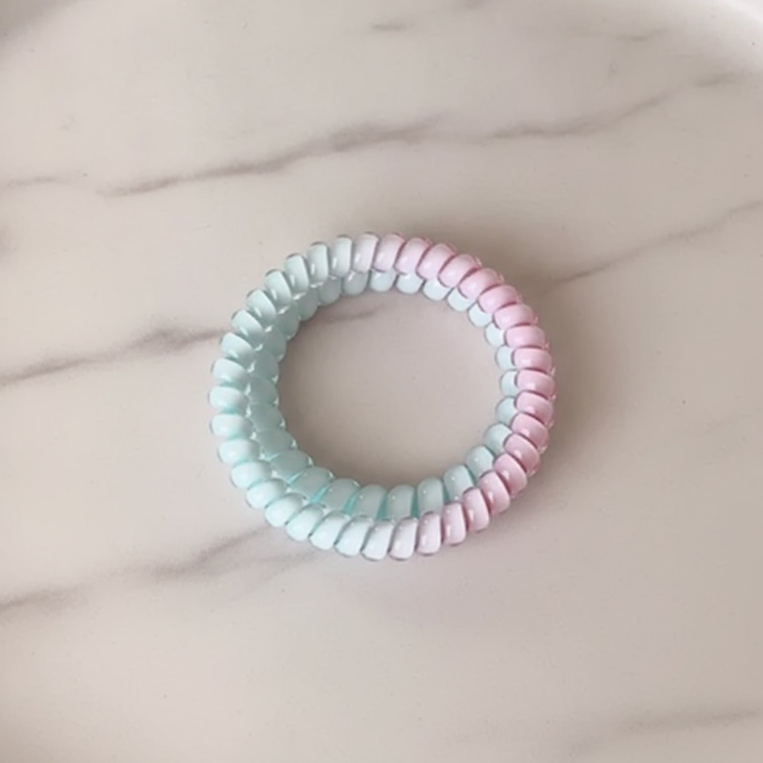 Pastel Beaded Spiral Hair Tie