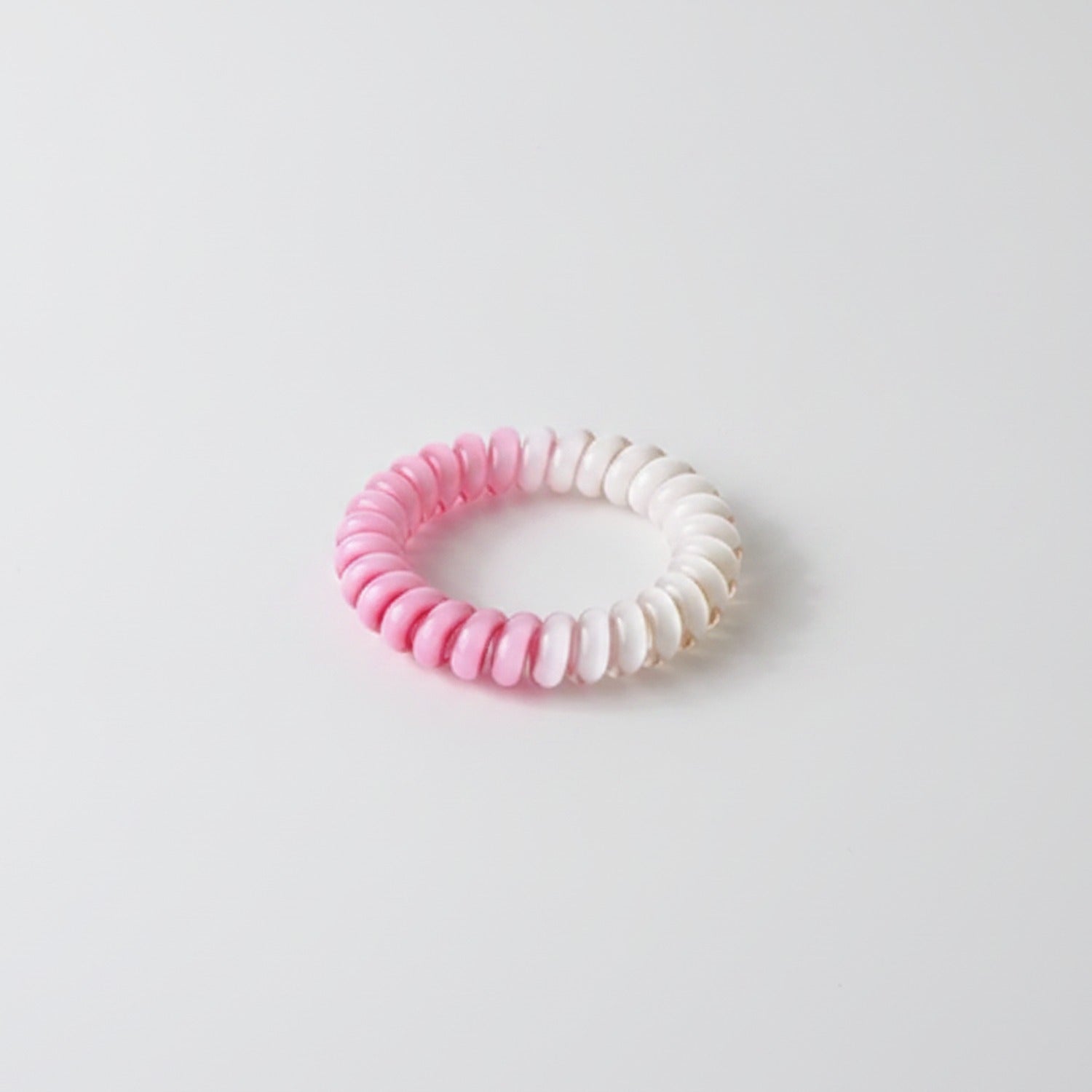 Spiral Coil Hair Tie Pink Ombre Beaded