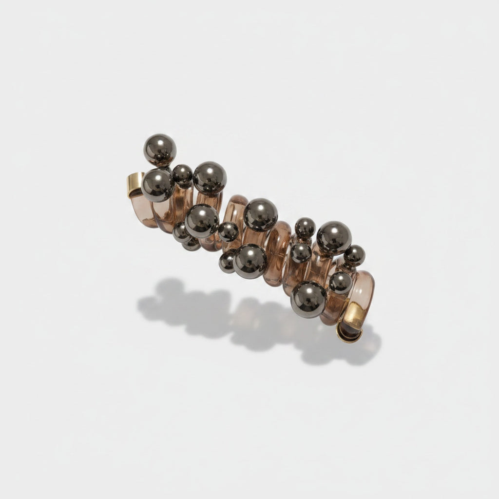 Metallic Beaded Ball Hair Clip Set