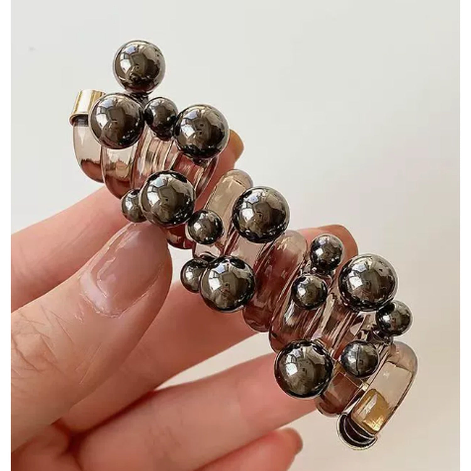 Metallic Beaded Ball Hair Clip Set