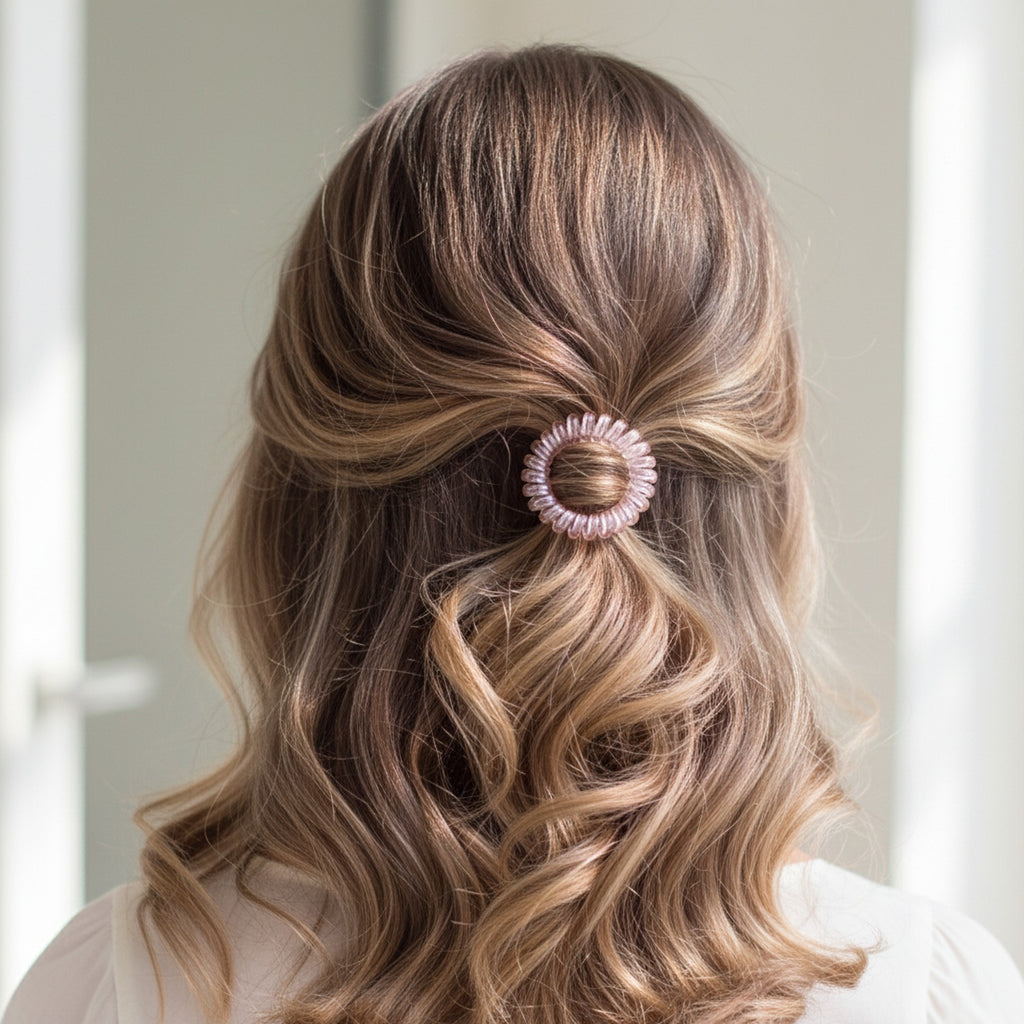 Pink Spiral Coil Hair Tie Scrunchie