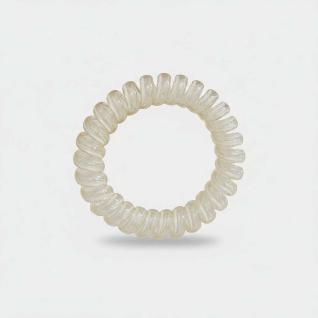 Spiral Coil Hair Tie Clear Cream