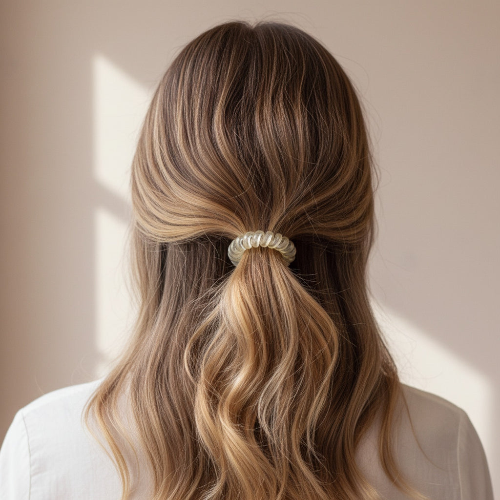 Spiral Coil Hair Tie Clear Cream